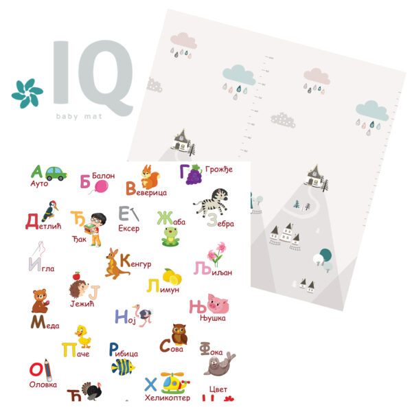 IQ sklopiva podloga Azbuka + Planinske kućice 150x200x1 cm