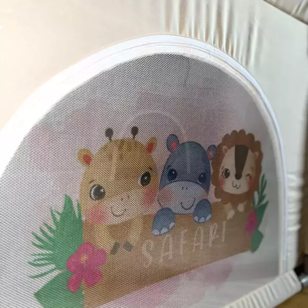 Bež+print ogradica za bebe JOY 127*127 cm
