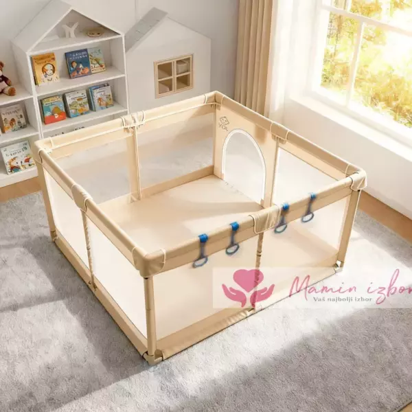 Bež ogradica za bebe JOY 127*127 cm